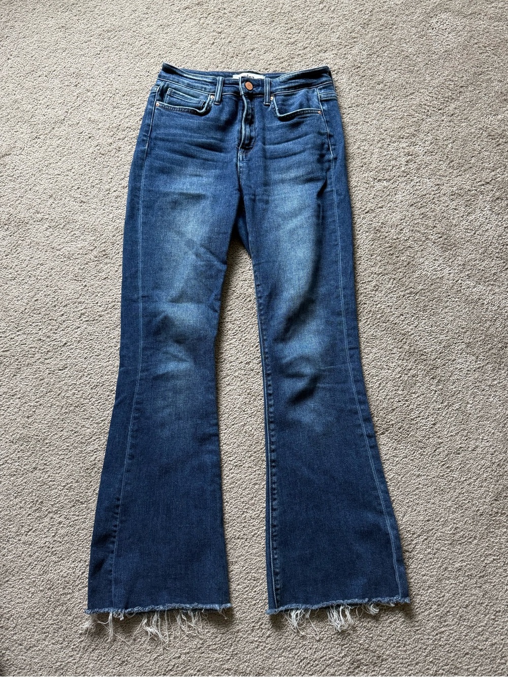 Mica Women’s Dark Blue Flare Jeans with Frayed Hem